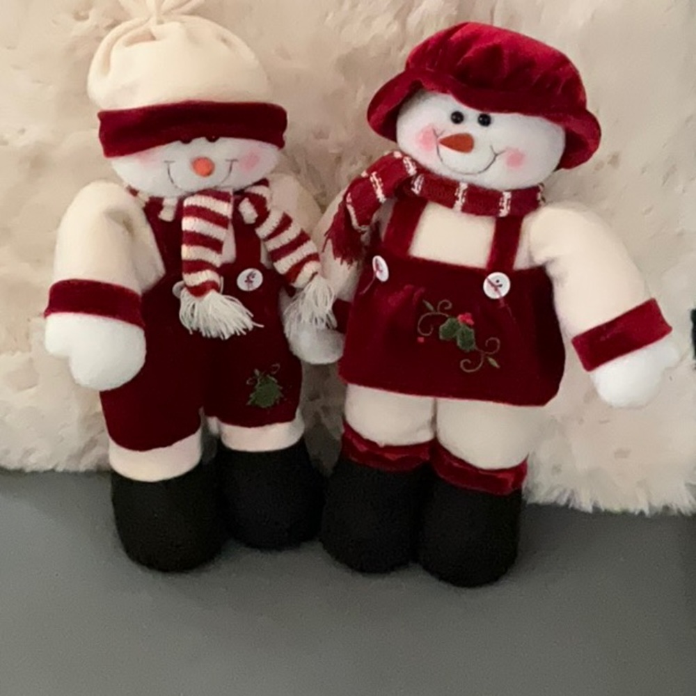 💜 EUC Snowman Couple 2008 Prima Creations 12”